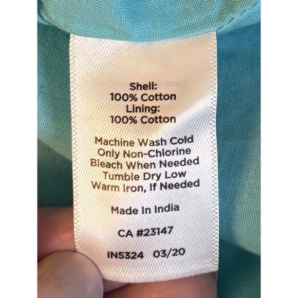 TALBOTS Fit Flare Midi Dress Aqua Sketched Hawaiian Leaves 12 Tropical Vacation - Picture 11 of 14